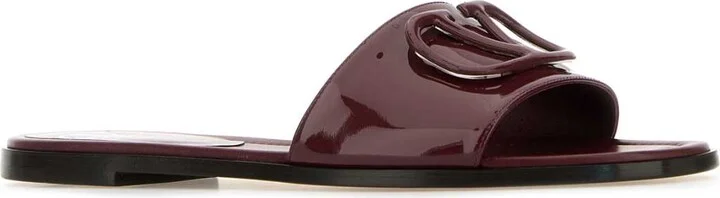 Burgundy Leather Vlogo Signature Slippers - Image 2
