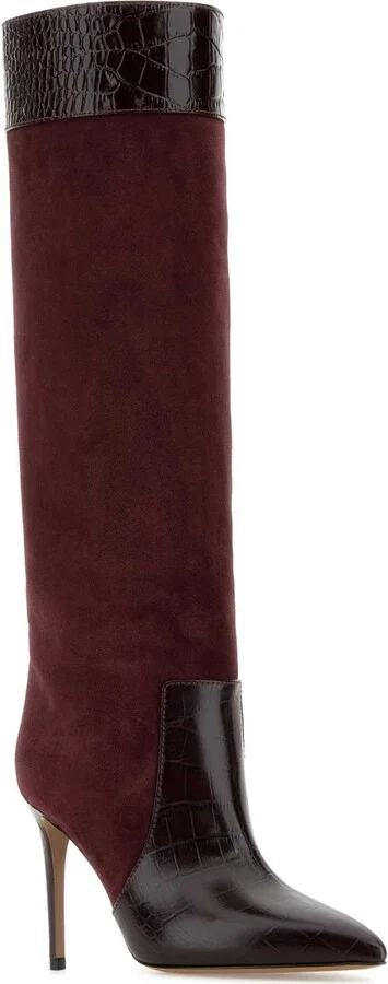 Burgundy Suede Stiletto Boots - Image 2