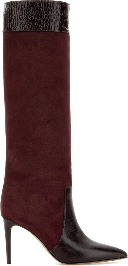 Burgundy suede Stiletto boots