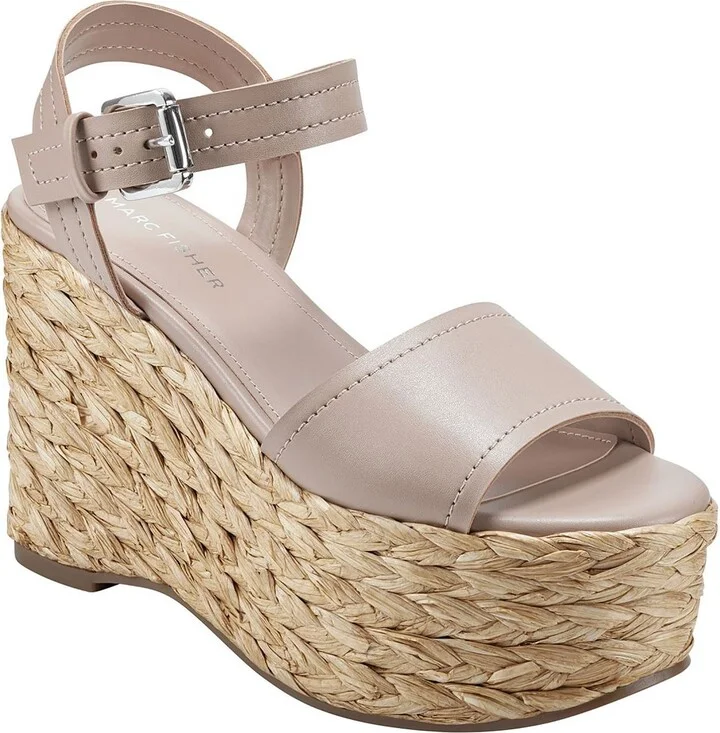 Burian Womens Faux Leather Platform Wedge Sandals