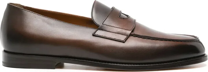 Burnished-Finish Leather Loafers