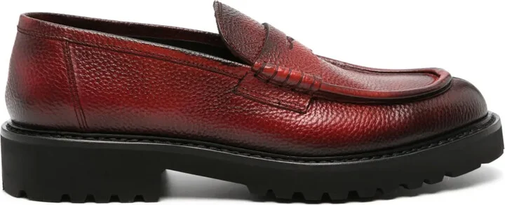 Burnished-Finish Leather Loafers
