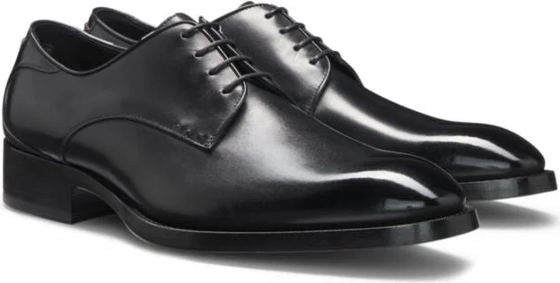 Burnished-leather Derby shoes with stitch details
