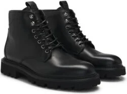 Burnished-leather half boots with apron toe- Black Men's Boots size 9