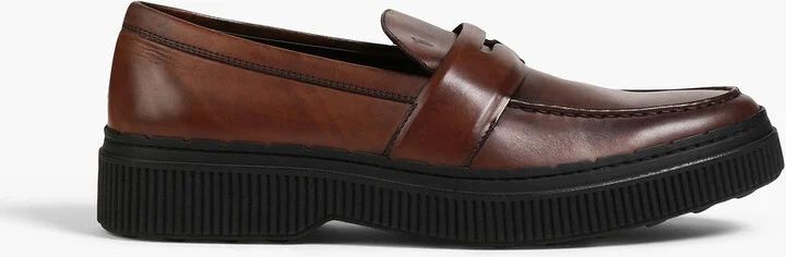 Burnished-leather penny loafers
