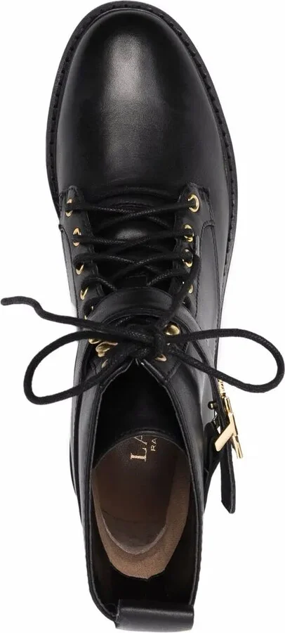 Burnished logo-plaque lace-up leather boots - Image 4
