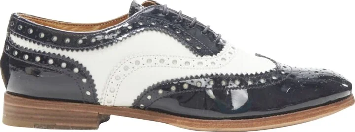 Burwood patent perforated leather brogue
