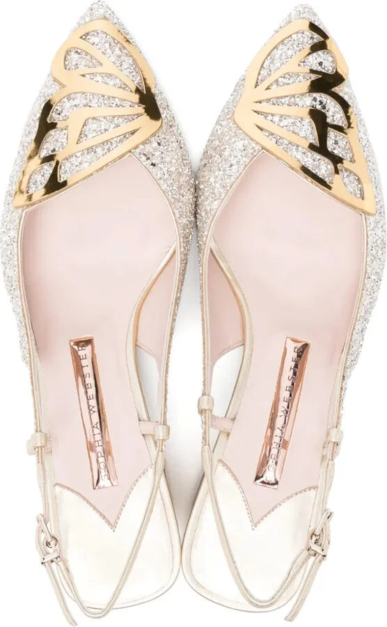 Butterfly 50mm slingback pumps - Image 4