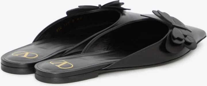 Butterfly Applique Leather Flat Mules - Image 2