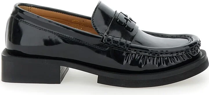 'butterfly' Black Loafers With Tonal Logo In Techno Fabric Woman