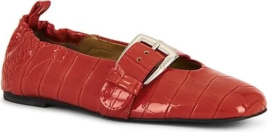 Butterfly Strap Shiny Croco Ballerina Flat - Image 2
