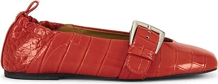 Butterfly Strap Shiny Croco Ballerina Flat