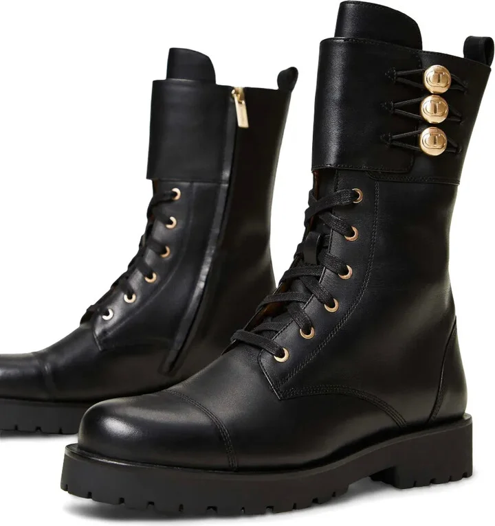 Button-Detail Leather Boots - Image 2