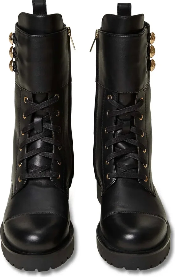Button-Detail Leather Boots - Image 4