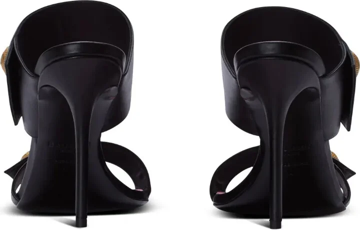 Button-Fastening Leather Sandals - Image 3