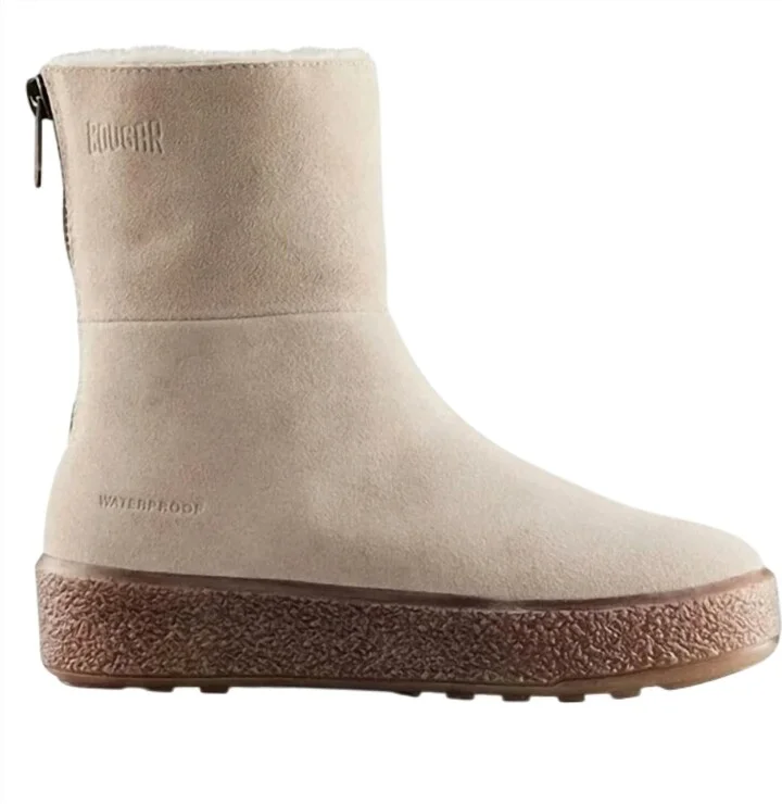 Button Waterproof Bootie In Mushroom Suede