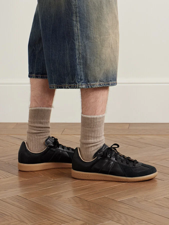 BW Army Lux Suede-Trimmed Cracked-Leather Sneakers - Image 2