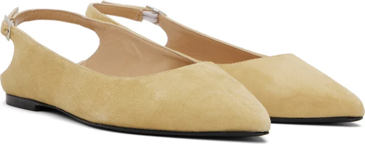 BY FAR Beige Koyna Kid Suede Leather Ballerina Flats - Image 4