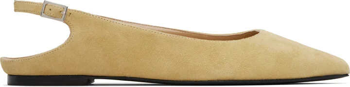 BY FAR Beige Koyna Kid Suede Leather Ballerina Flats