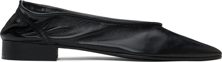 BY FAR Black Carré Ballerina Flats