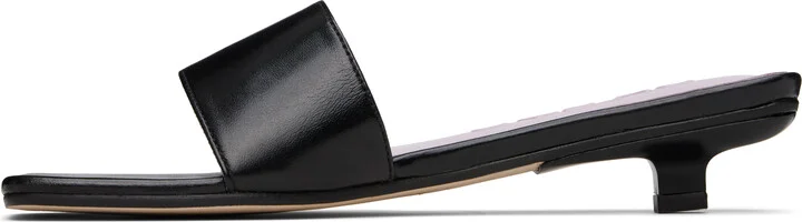 BY FAR Black Ceni Creased Leather Heeled Sandals - Image 3