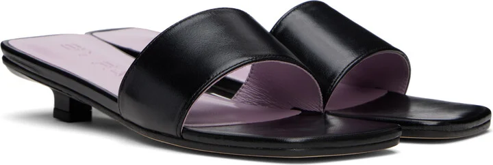 BY FAR Black Ceni Creased Leather Heeled Sandals - Image 4