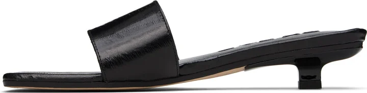 BY FAR Black Ceni Eel Embossed Leather Heeled Sandals - Image 3
