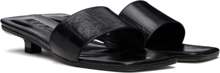 BY FAR Black Ceni Eel Embossed Leather Heeled Sandals - Image 4