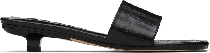 BY FAR Black Ceni Eel Embossed Leather Heeled Sandals