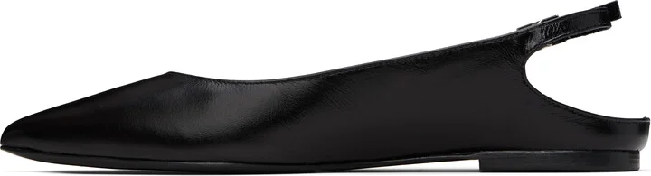 BY FAR Black Koyna Creased Calf Leather Ballerina Flats - Image 3
