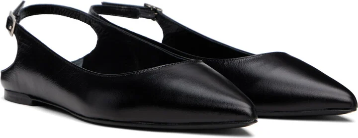 BY FAR Black Koyna Creased Calf Leather Ballerina Flats - Image 4