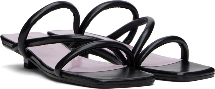 BY FAR Black Morena Nappa Leather Heeled Sandals - Image 4
