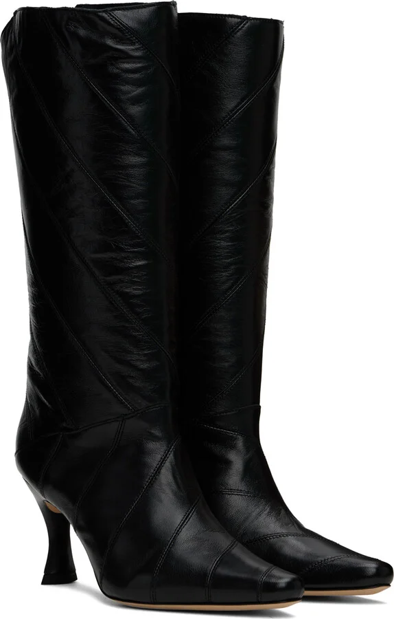 BY FAR Black Steph Creased Leather Boots - Image 4