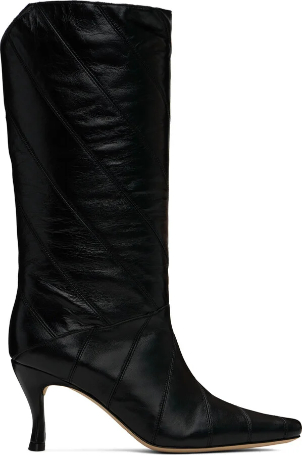 BY FAR Black Steph Creased Leather Boots