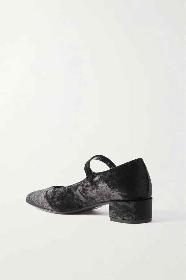 BY FAR - Ginny Velvet Mary Jane Pumps - Black - Image 3