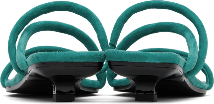 BY FAR Green Morena Kid Suede Leather Heeled Sandals - Image 2