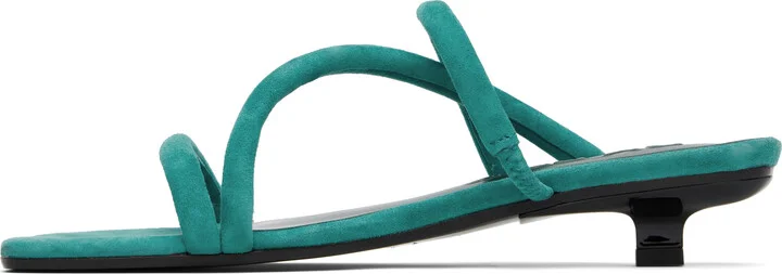 BY FAR Green Morena Kid Suede Leather Heeled Sandals - Image 3