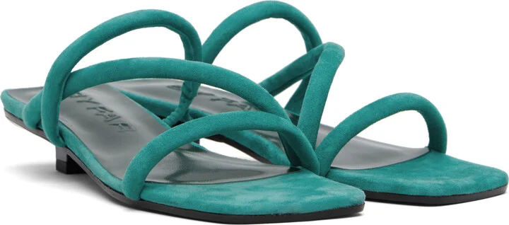 BY FAR Green Morena Kid Suede Leather Heeled Sandals - Image 4