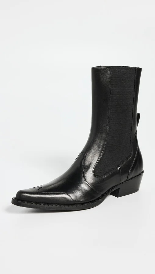 BY FAR Otis Black Nappa Leather Booties - Image 2