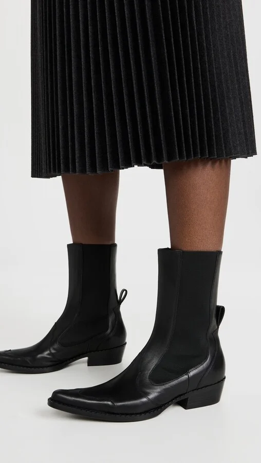 BY FAR Otis Black Nappa Leather Booties - Image 4