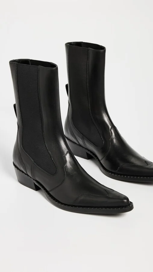 BY FAR Otis Black Nappa Leather Booties - Image 5