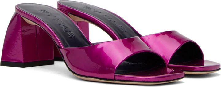 BY FAR Pink Romy Metallic Patent Leather Heeled Sandals - Image 4