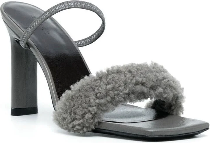 By Far Shearling Strap Open Toe Heels - Image 2