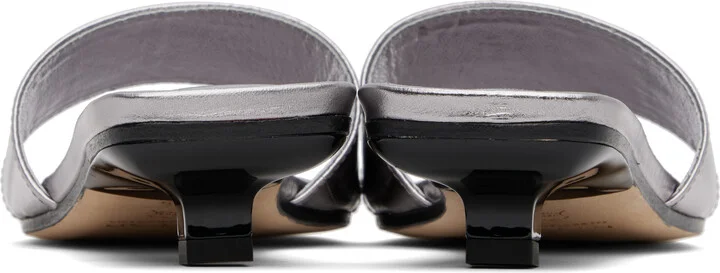 BY FAR Silver Ceni Eel Embossed Metallic Leather Heeled Sandals - Image 2