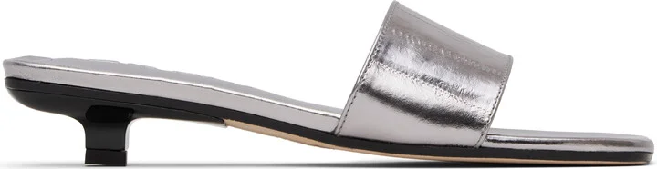 BY FAR Silver Ceni Eel Embossed Metallic Leather Heeled Sandals