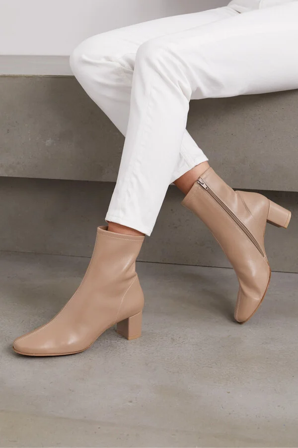 BY FAR - Sofia Leather Ankle Boots - Neutrals - Image 2