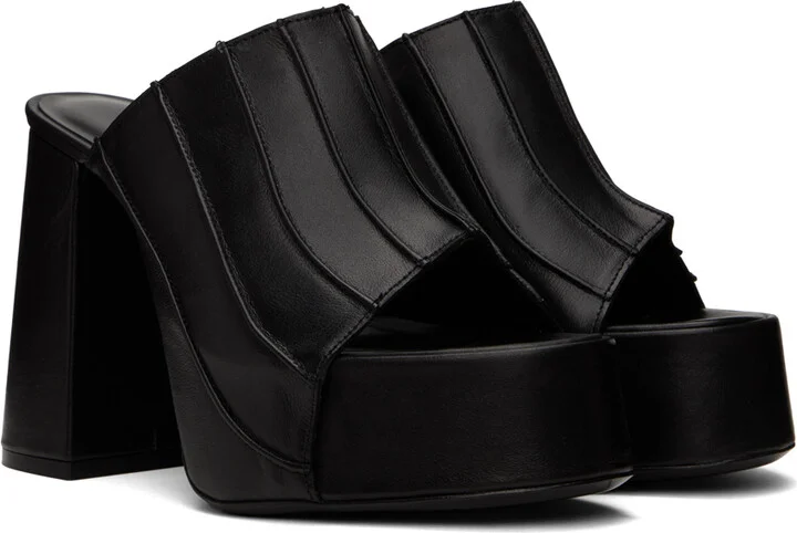 BY FAR SSENSE Exclusive Black Brad Heeled Sandals - Image 4