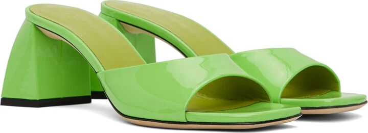 BY FAR SSENSE Exclusive Green Romy Mules - Image 4