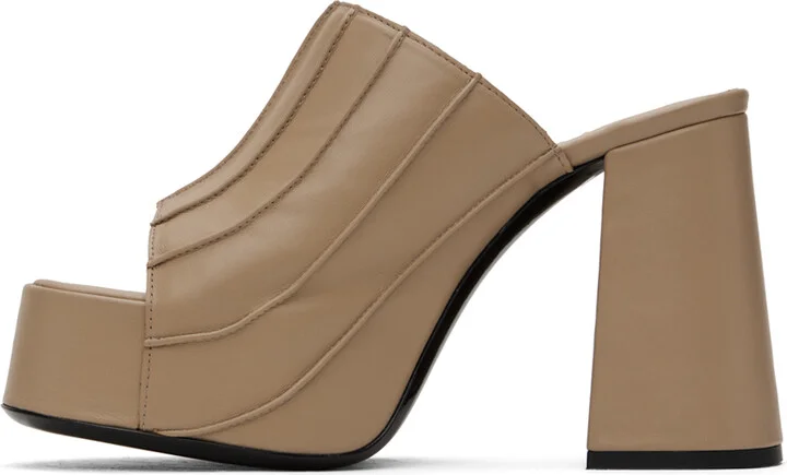 BY FAR SSENSE Exclusive Tan Brad Heeled Sandals - Image 3