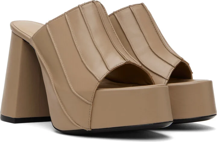 BY FAR SSENSE Exclusive Tan Brad Heeled Sandals - Image 4